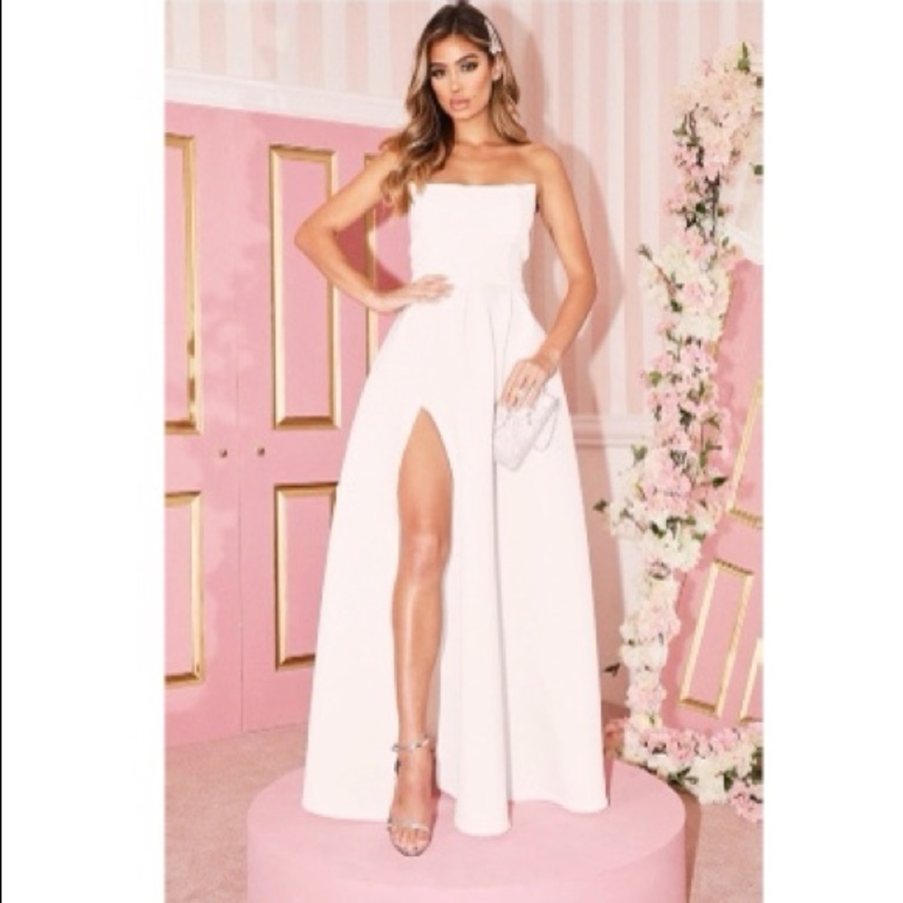 White Strapless Maxi Dress!